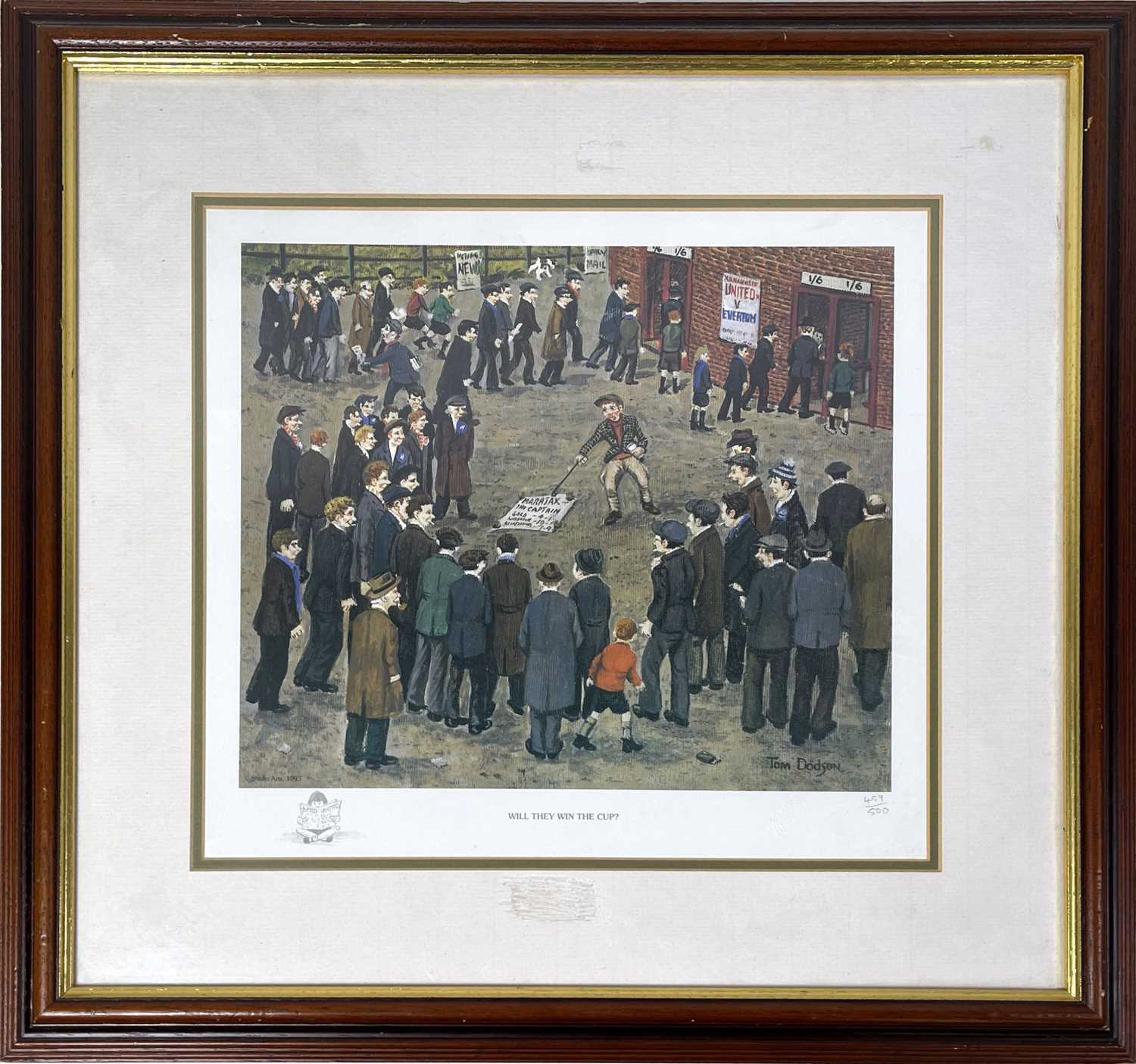 Lot 318 - TOM DODSON (1910-1991) - LIMITED EDITION MANCHESTER UNITED V EVERTON PRINT.