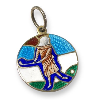 Lot 264 - GOLF MEMORABILIA - SILVER AND ENAMEL MEDALLION, 1911.