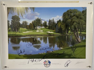 Lot 277 - GOLF MEMORABILIA - 2004 MULTI SIGNED RYDER CUP EUROPEAN TEAM PRINT.