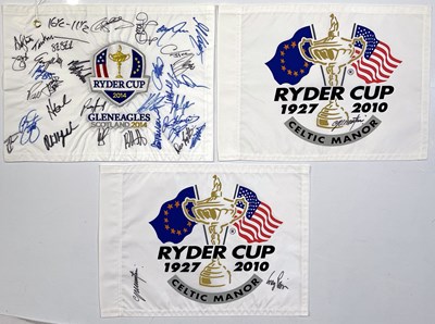 Lot 280 - GOLF MEMORABILIA - RYDER CUP - MULTI SIGNED FLAGS.