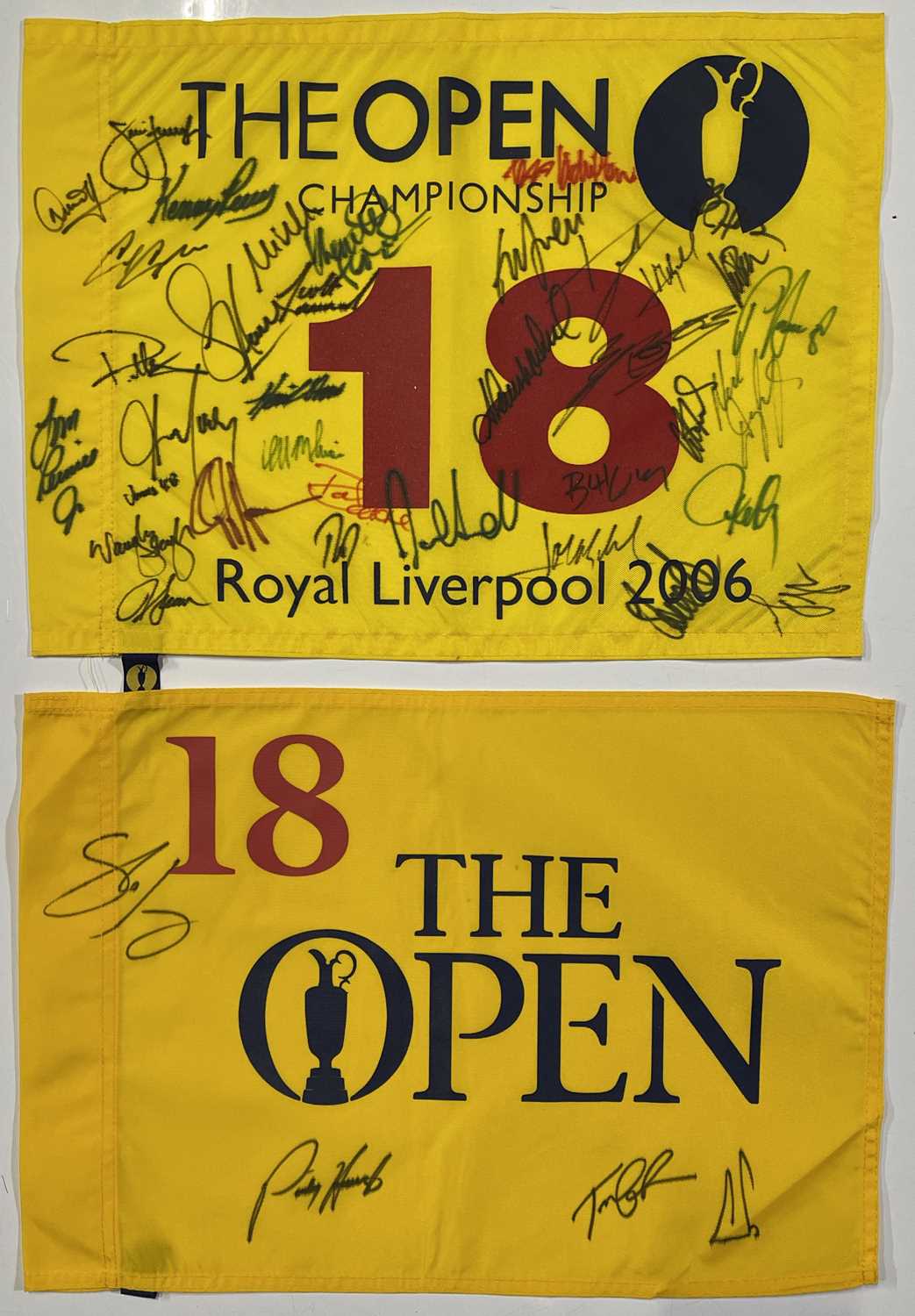 Lot 281 - GOLF MEMORABILIA - MULTI SIGNED OPEN FLAGS.