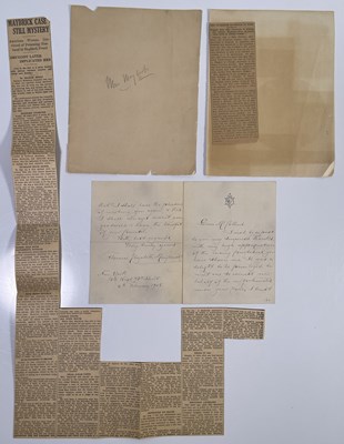 Lot 77 - JACK THE RIPPER / CRIME INTEREST  - A HANDWRITTEN LETTER BY FLORENCE MAYBRICK, FEB 1905