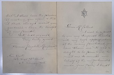 Lot 77 - JACK THE RIPPER / CRIME INTEREST  - A HANDWRITTEN LETTER BY FLORENCE MAYBRICK, FEB 1905