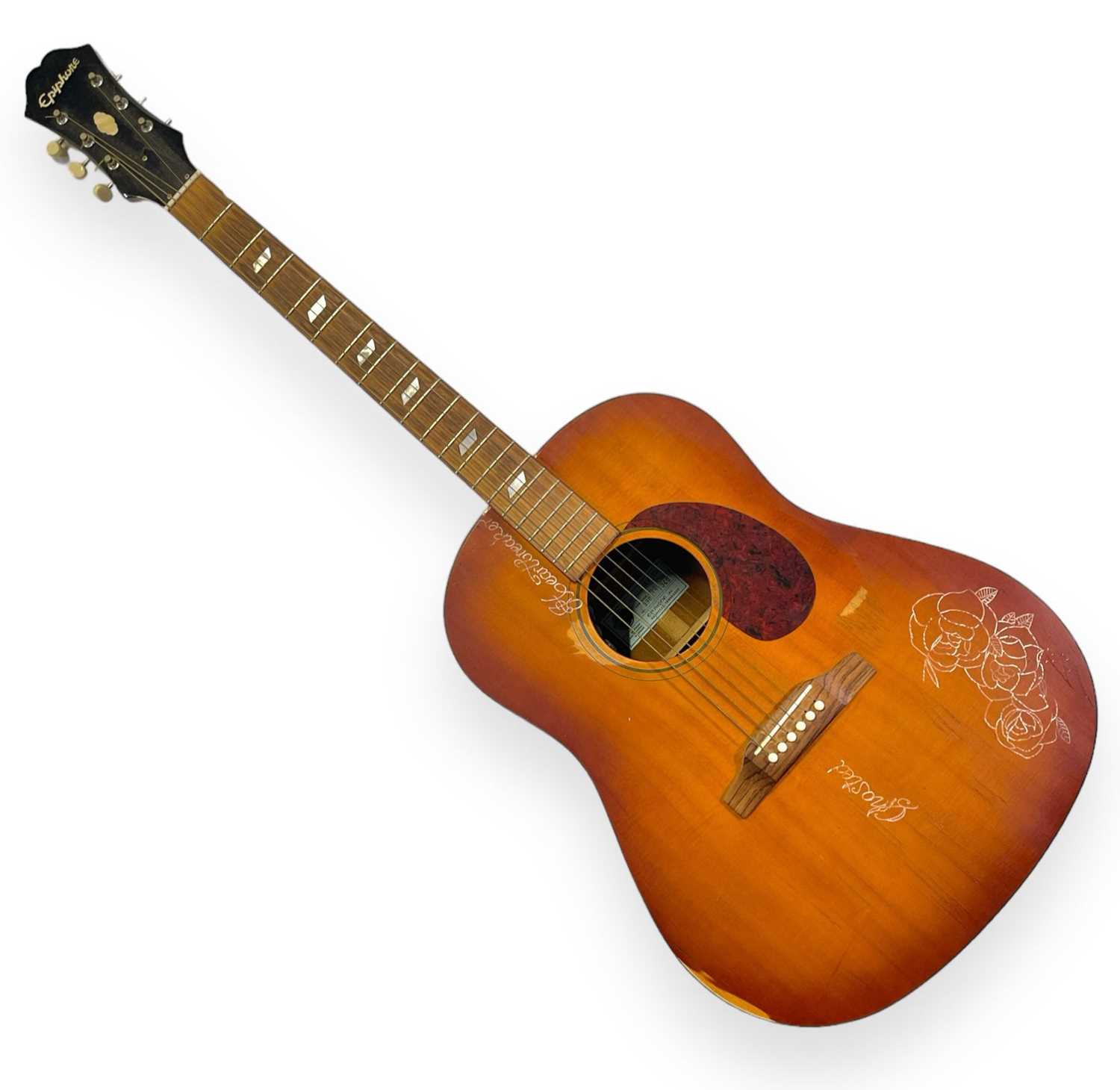 Lot 4 - MARTIN'S PERSONALISED EPIPHONE TEXAN ACOUSTIC GUITAR.