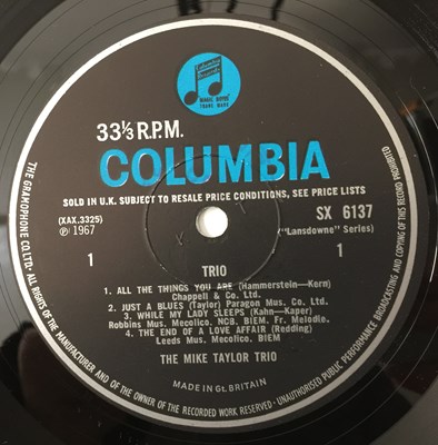 Lot 69 - THE MIKE TAYLOR TRIO - TRIO LP (ORIGINAL UK MONO COPY - COLUMBIA SX 6137).