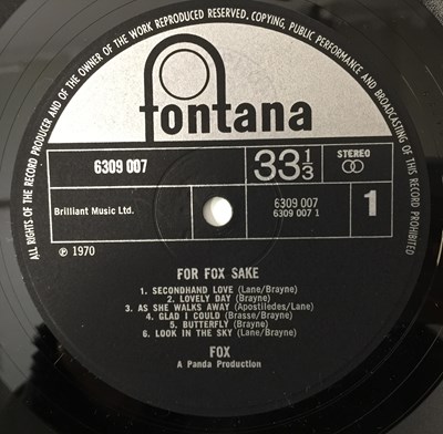 Lot 142 - FOX - FOR FOX SAKE LP (UK ORIGINAL - FONTANA - 6309 007)