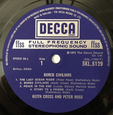 Lot 170 - KEITH CROSS AND PETER ROSS - BORED CIVILIANS LP (UK STEREO ORIGINAL - DECCA - SKL.5129)