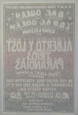 Lot 147 - ALBERTO Y LOS TRIOS PARANOIAS - ORIGINAL 1976 DERBY CONCERT POSTER.