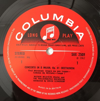 Lot 2 - MILSTEIN/ LEINSDORF - BEETHOVEN: VIOLIN CONCERTO LP (UK STEREO - COLUMBIA - SAX 2508)