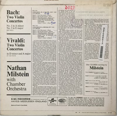 Lot 3 - NATHAN MILSTEIN - BACH/ VIVALDI: TWO VIOLIN CONCERTOS LP (UK STEREO - COLUMBIA - SAX 5285)