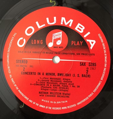 Lot 3 - NATHAN MILSTEIN - BACH/ VIVALDI: TWO VIOLIN CONCERTOS LP (UK STEREO - COLUMBIA - SAX 5285)