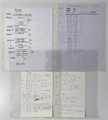 Lot 469 - RIDE - HANDWRITTEN CHORD SHEETS AND LYRICS FOR NOWHERE LP.