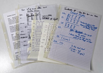 Lot 470 - RIDE - ANDY BELL HANDWRITTEN CHORD SHEETS AND LYRICS.