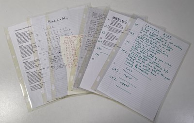 Lot 474 - RIDE -ANDY BELL HANDWRITTEN CHORD SHEETS AND LYRICS.