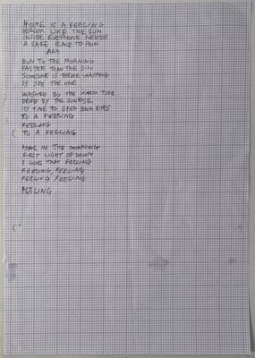 Lot 474 - RIDE -ANDY BELL HANDWRITTEN CHORD SHEETS AND LYRICS.