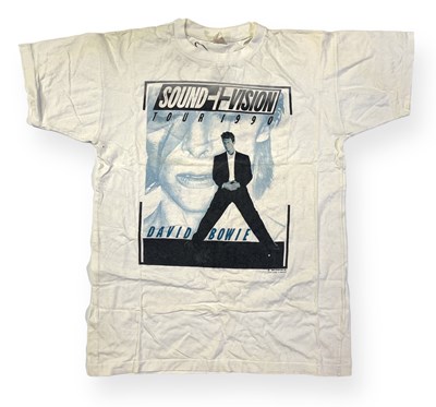 Lot 347 - DAVID BOWIE - A SIGNED 'SOUND + VISION' T-SHIRT.