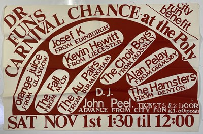 Lot 550 - THE FALL / ORANGE JUICE / JOHN PEEL - ORIGINAL 1980 CITY FUN FUNDRAISER POSTER.