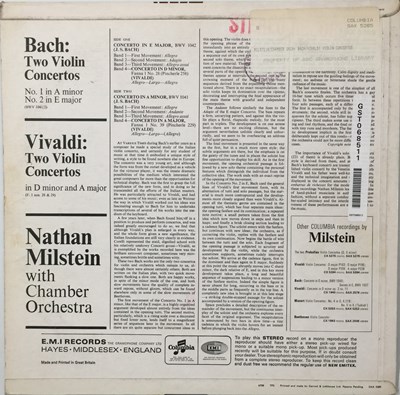 Lot 18 - NATHAN MILSTEIN - BACH TWO VIOLIN CONCERTOS LP (ORIGINAL UK STEREO RECORDING - COLUMBIA SAX 5285)