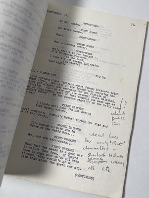 Lot 529 - THE SEX PISTOLS - EARLY DRAFT SCRIPT FOR 'WHO KILLED BAMBI' WITH ALTERNATE TITLE 'ANARCHY IN THE UK' (1977).