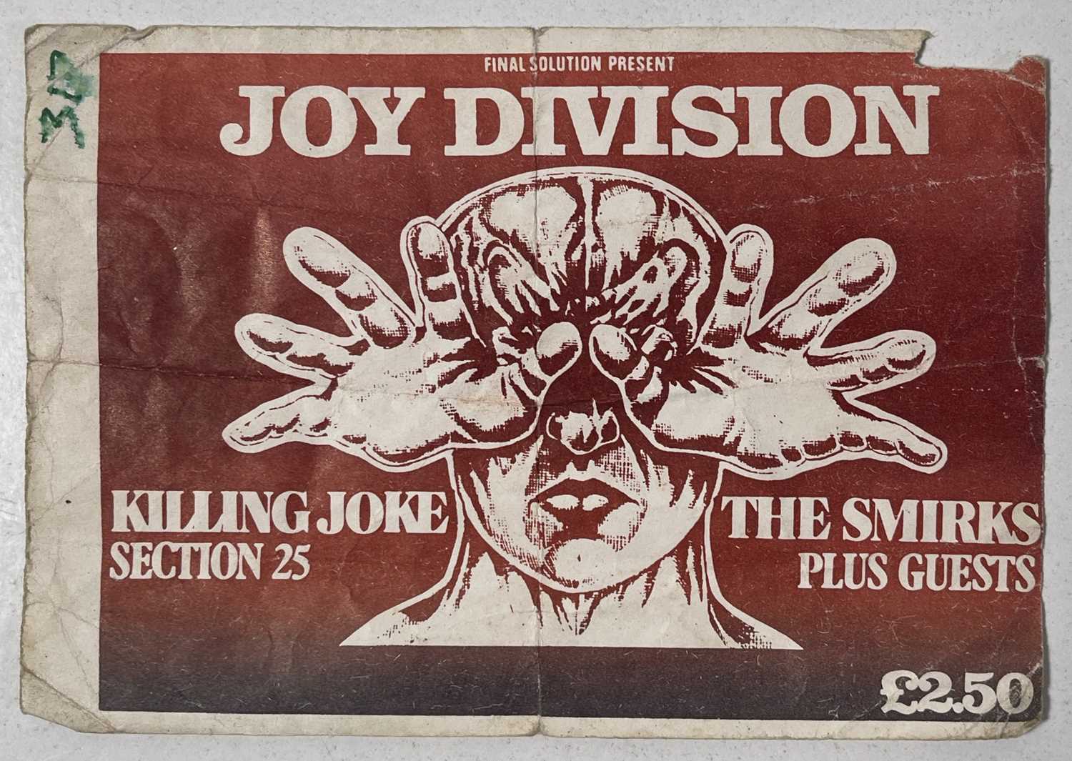 Lot 432 - JOY DIVISION - RARE TICKET STUB FOR FEB 1980 LONDON UOL UNION CONCERT.