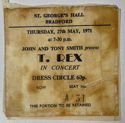 Lot 385 - T. REX / MARC BOLAN - BOLAN AND FINN AUTOGRAPHS AND CONCERT TICKET STUB.