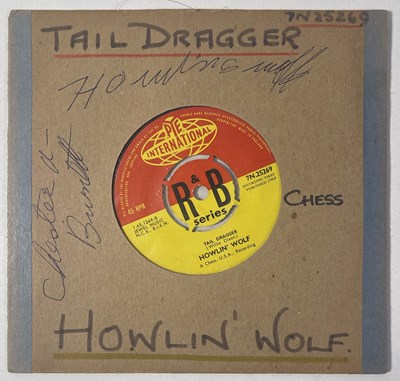 Lot 208 - BLUES INTEREST - HOWLIN' WOLF / CHESTER BURNETT SIGNED 7" SLEEVE.