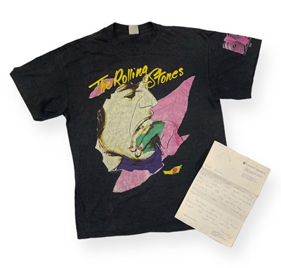 Lot 308 - THE ROLLING STONES - A 1989 NORTH AMERICAN TOUR T-SHIRT BY REPUTE OWNED AND WORN BY MICK JAGGER.