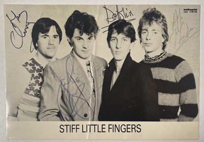 Lot 214 - STIFF LITTLE FINGERS - ORIGINAL PROMOTIONAL POSTCARD FULLY SIGNED.