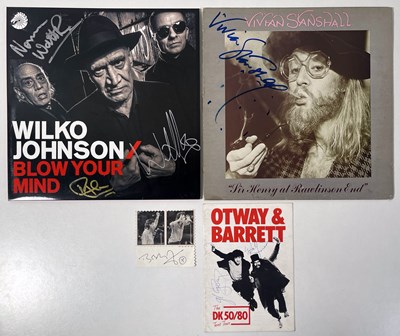 Lot 221 - POP AND ROCK AUTOGRAPHS INC GELDOF / WILKO JOHNSON / OTWAY / BARRETT.