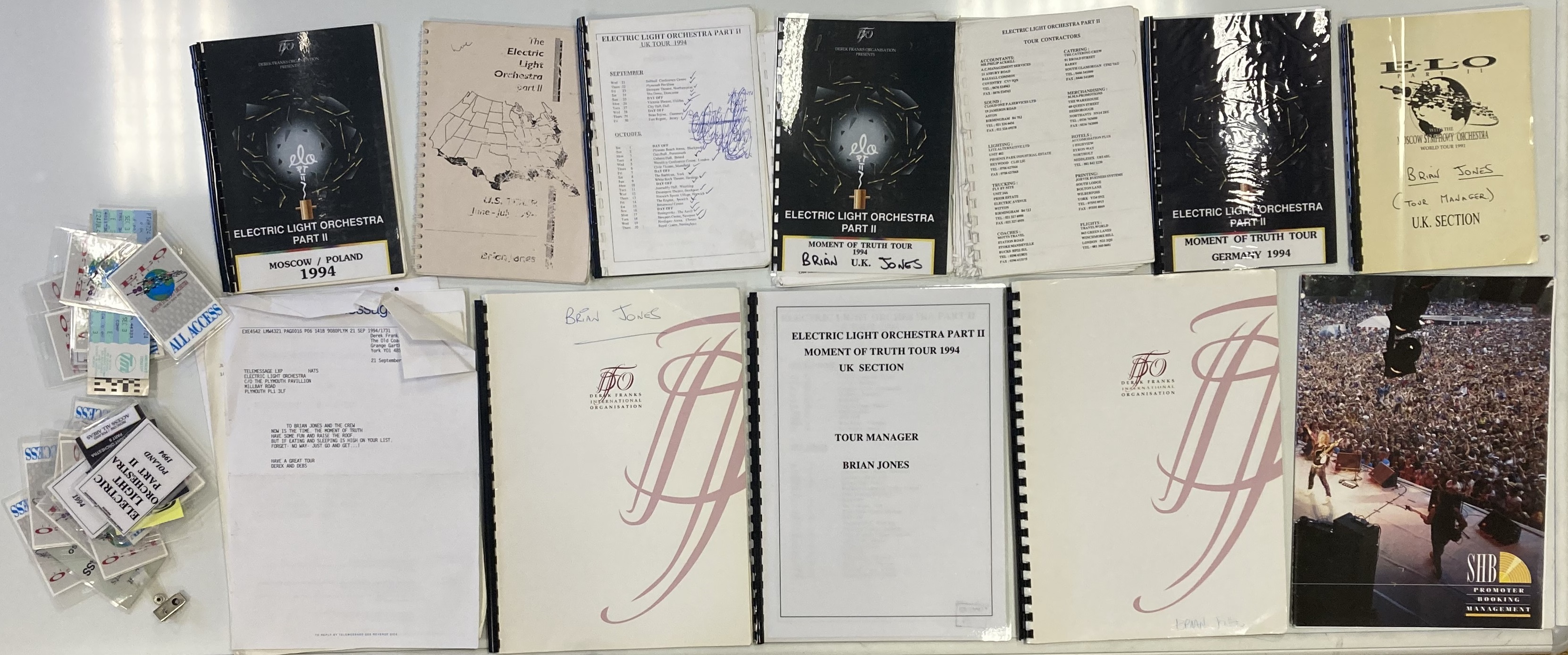 Lot 347 1990S ELO 2 TOUR MEMORABILIA