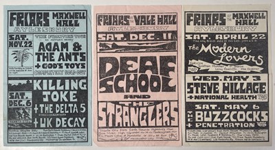 Lot 99 - THE FRIARS AYLESBURY - HANDBILLS INC BUZZCOCKS / STRANGLERS / ADAM ANT / KILLING JOKE.