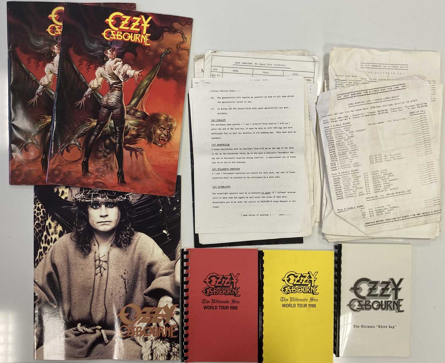 Lot 382 - OZZY OSBOURNE TOUR ITINERARIES AND MEMORABILIA