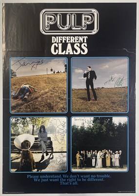 Lot 233 - PULP - A FULLY SIGNED 'DIFFERENT CLASS' POSTER.