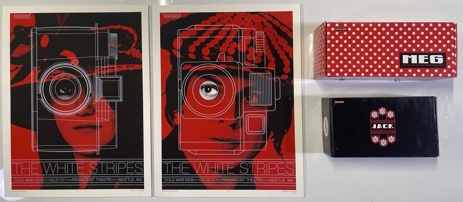 Lot 29 - THE WHITE STRIPES - JACK WHITE AND MEG WHITE LOMOGRAPHY CAMERAS IN BOXES WITH MATCHING POSTER SET.
