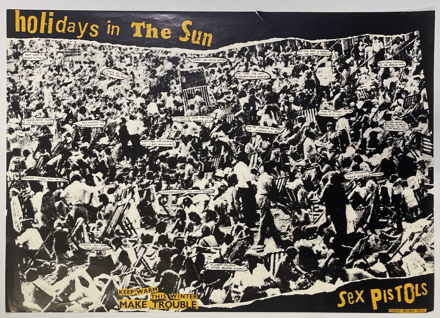 Lot 534 - THE SEX PISTOLS - HOLIDAYS IN THE SUN ORIGINAL POSTER.