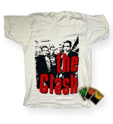 Lot 522 - THE CLASH  - ORIGINAL T-SHIRT AND THREE STAGE PASSES.