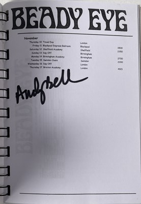 Lot 493 - OASIS INTEREST - ANDY BELL OWNED AND SIGNED BEADY EYE TOUR ITINERARIES.