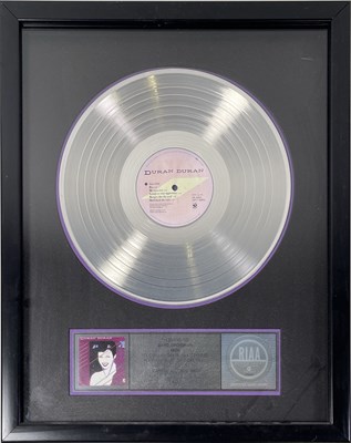 Lot 391 - DURAN DURAN - OFFICIAL US RIAA PLATINUM AWARD FOR 'RIO'.