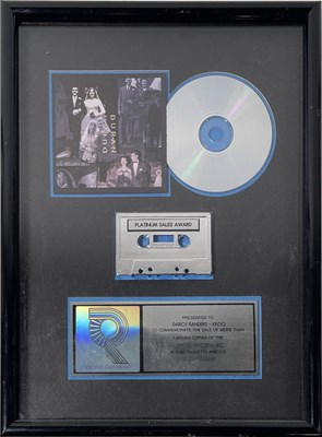 Lot 397 - DURAN DURAN - US PLATINUM RIAA AWARD FOR DURAN DURAN.