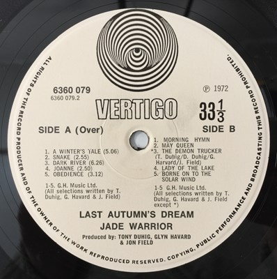 Lot 934 - JADE WARRIOR - LAST AUTUMN'S DREAM LP (UK VERTIGO - 'SMALL SWIRL' - 6360 079)