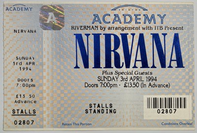 Lot 138 - NIRVANA - COMPLETE AND UNUSED TICKET FOR BRIXTON ACADEMY, APRIL 1994.