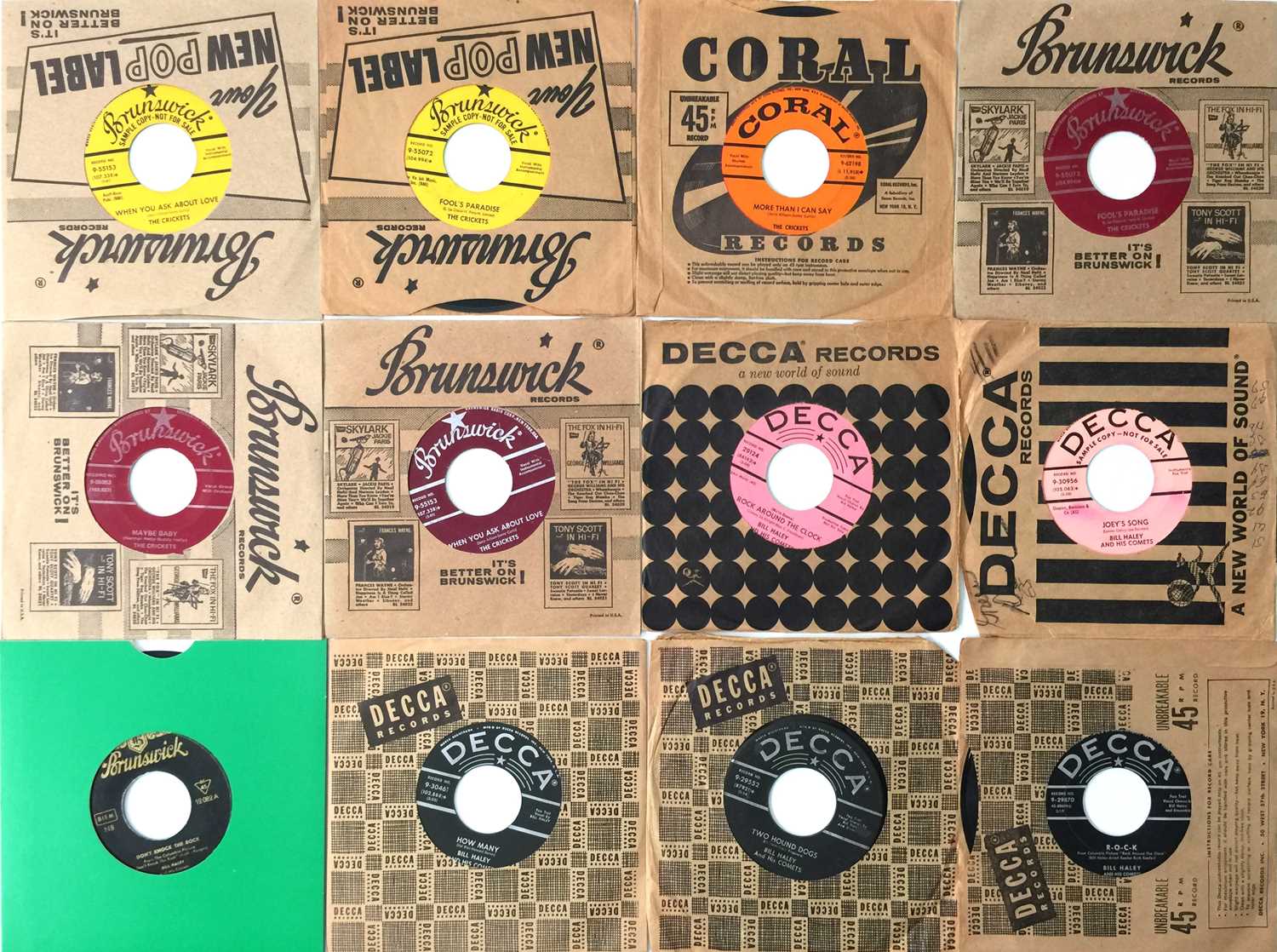 Lot 1090 - CRICKETS/ BILL HALEY/ CHUCK BERRY - 7" COLLECTION