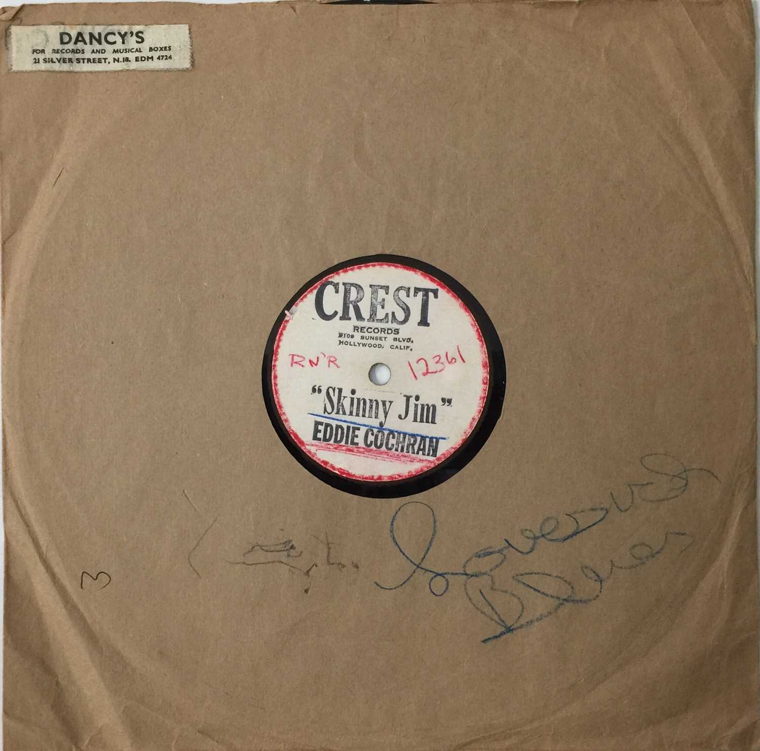 Lot 1044 - EDDIE COCHRAN - SKINNY JIM 10" ACETATE (ORIGINAL US RELEASE - CREST RECORDS)