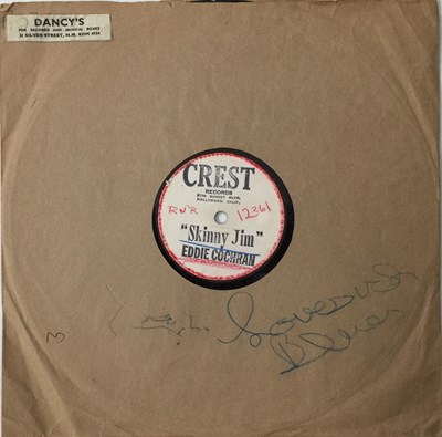 Lot 1044 - EDDIE COCHRAN - SKINNY JIM 10" ACETATE (ORIGINAL US RELEASE - CREST RECORDS)