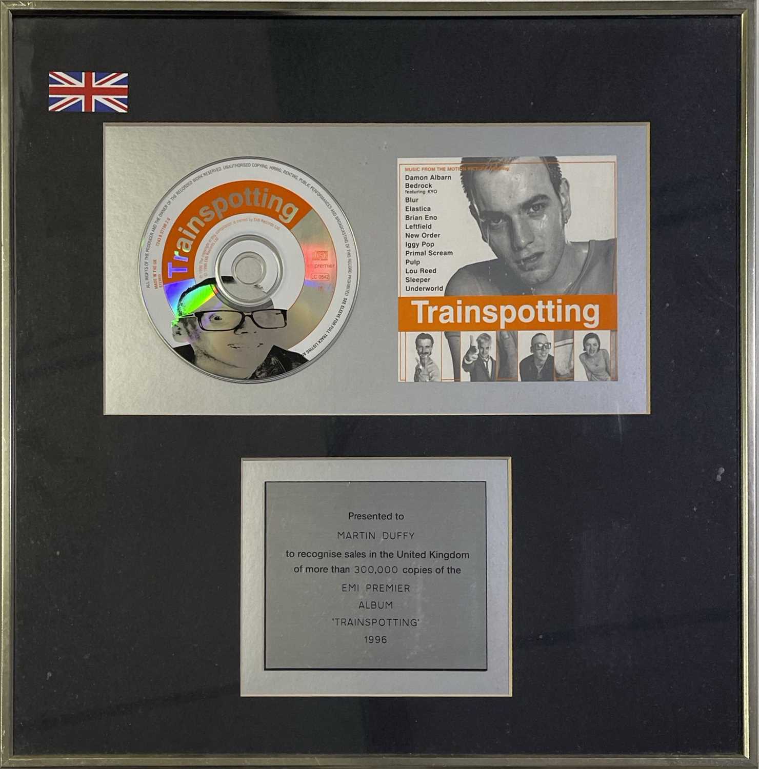 Lot 19 - PRIMAL SCREAM / TRAINSPOTTING - ORIGINAL BPI CD AWARD.