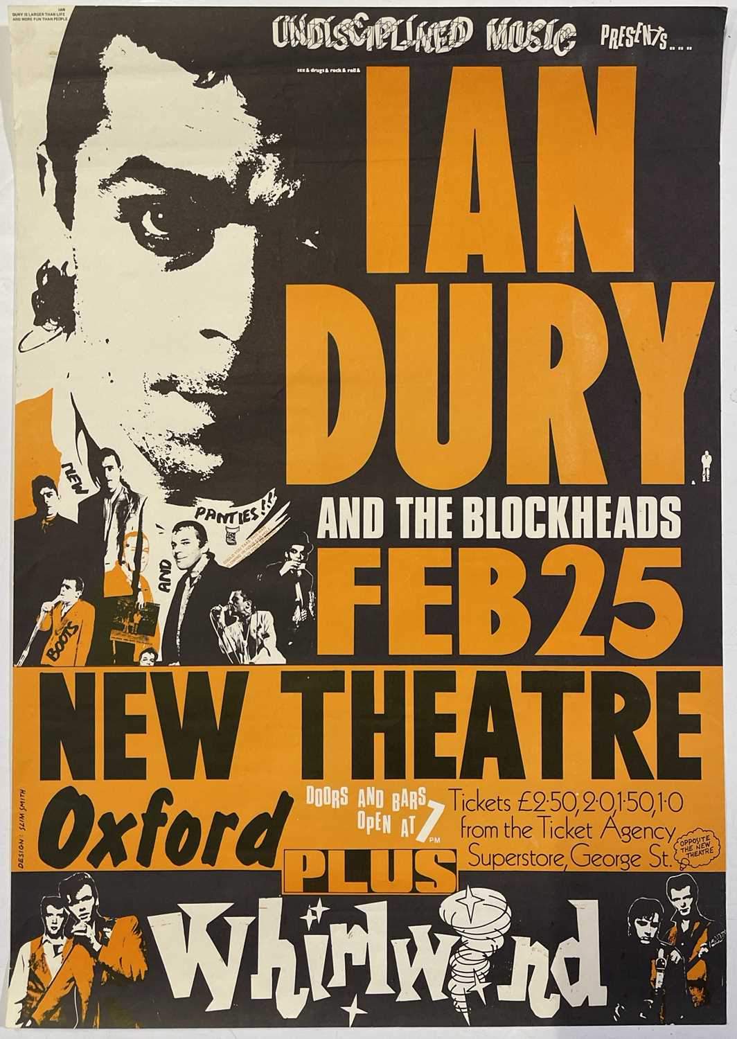 Lot 197 - IAN DURY AND THE BLOCKHEADS - ORIGINAL 1978 CONCERT POSTER.