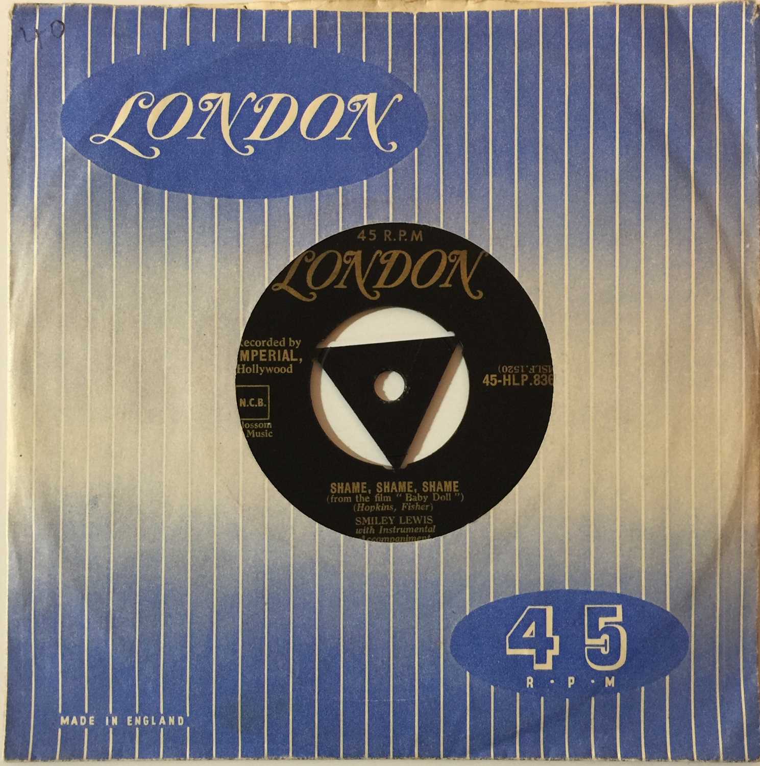 Lot 127 - SMILEY LEWIS - SHAME, SHAME, SHAME 7'' (ORIGINAL UK LONDON RELEASE - 45-HLP 8367)