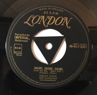 Lot 127 - SMILEY LEWIS - SHAME, SHAME, SHAME 7'' (ORIGINAL UK LONDON RELEASE - 45-HLP 8367)