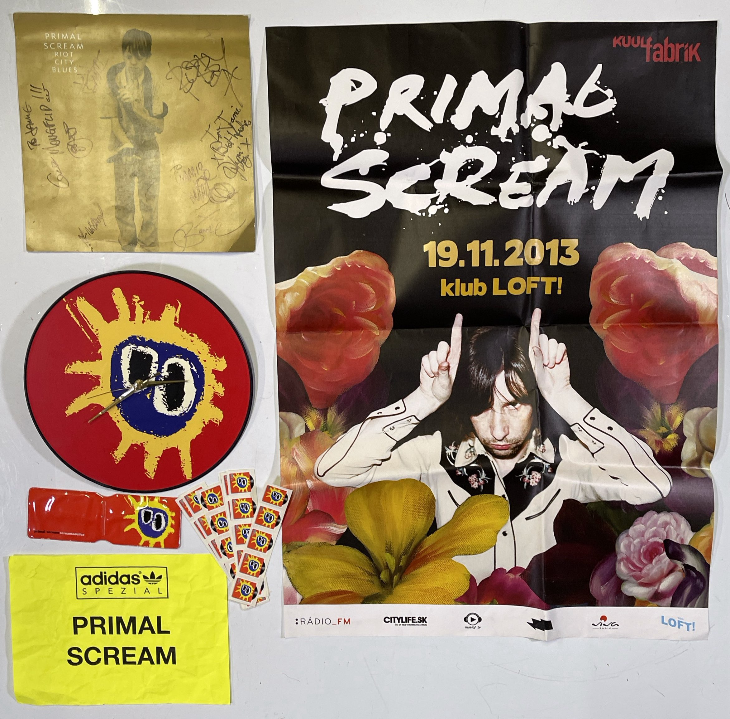 Lot 60 - PRIMAL SCREAM MEMORABILIA INC A FULLY SIGNED '