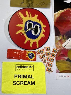 Lot 60 - PRIMAL SCREAM MEMORABILIA INC A FULLY SIGNED 'RIOT CITY BLUES' 12X12" COVER SLICK.